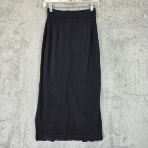 Vintage L. Bates Skirt Womens XS Black Long High Waist Pencil Lined Slit USA